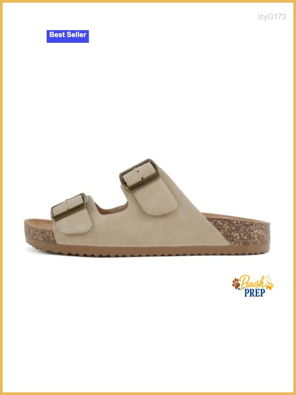 Women Slide Sandals with Two Buckle Straps Cork Footbed Non-slip Sole